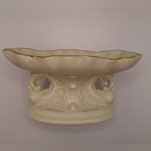 Lenox Mermaid Collection Dolphin Pedestal Soap Dish With Gold Color Rim